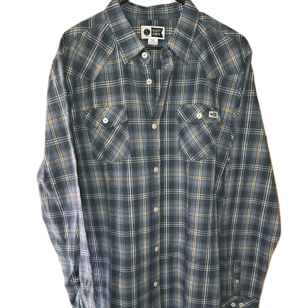 Salty Crew Daybreak Flannel Men's XXL Sandstone Plaid Long Sleeve Shirt